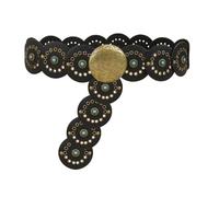 TOFBS Cintura per Donna Moda Vintage Cintura Western Turchese Cintura Rotonda Vuote Cintura in Metallo Regolabile Cintura con Fibbia Stile Cowboy Accessori(Nero)