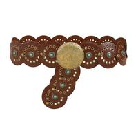 TOFBS Cintura per Donna Moda Vintage Western Turchese Rotonda Vuota in Metallo Regolabile Con Fibbia Stile Cowboy Accessori (Marrone)