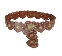TOFBS Cintura per Donna Vintage Boho Cintura Western da Cowboy Pelle Cinture in Vita a Forma di Cuore Cavo in Metallo Regolabile Cintura con Fibbia(Marrone)