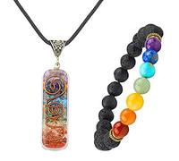 TOFBS Collana con Ciondolo in Cristalli Chakra ＆ Cristalli Chakra Pietre Bracciale Set Collana da Donna Pendente Orgonite Reiki per Guarigione Energetica Meditazione Yoga