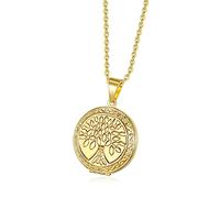 TOFBS Collana da Donna Medaglione Ciondolo Apribile Locket Portafoto Pendente in Acciaio Inox Rotondo Vintage Collana di Foto Argento Regalo per Ragazze Donne (Oro*Albero della vita)
