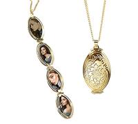 TOFBS Collana da Donna Medaglione Ciondolo Apribile Locket Portafoto Pendente in Acciaio Inox Rotondo Vintage Collana di Foto Argento Regalo per Ragazze Donne (Oro*4 foto)