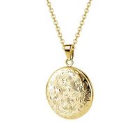 TOFBS Collana da Donna Medaglione Ciondolo Apribile Locket Portafoto Pendente in Acciaio Inox Rotondo Vintage Collana di Foto Argento Regalo per Ragazze Donne (Oro)