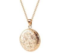 TOFBS Collana da Donna Medaglione Ciondolo Apribile Locket Portafoto Pendente in Acciaio Inox Rotondo Vintage Collana di Foto Argento Regalo per Ragazze Donne (Oro Rosa)