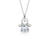 TOFBS Collana Pendente Angelo Custode Cristallo Brillante Argento Gioiello Elegante Donna Ragazze Cerimonia