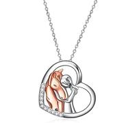 TOFBS Collana Ragazza e Cavallo Ciondolo a Forma di Cuore Unicorno Collana Regalo di Gioielli per Donne Amiche Bambini Figlia Nipote (Nero)