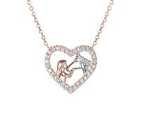 TOFBS Collana Ragazza e Cavallo - Pendente Cuore in Argento - Gioielli per Cavalli - Regali per Donna e Ragazze (# 3)