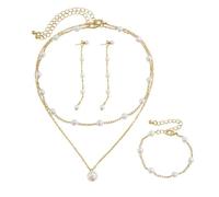TOFBS Elegante Set Di Gioielli Con Perle Sintetiche Collana E Orecchini Gioielli Da Donna Design Raffinato Set Di Gioielli Moderno Accessori Di Moda