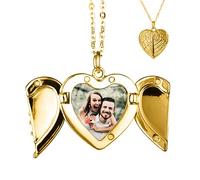 TOFBS Immagini medaglione apribile con catena cuore ali d'angelo donna collana personalizzata amuleto ciondolo con foto gioielli, Metallo