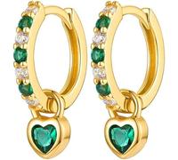 TOFBS Orecchini a Cerchio Cuore Pendente Zirconia Cubica Placcati Oro Brillanti Eleganti Gioielli Donna