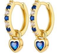 TOFBS Orecchini a Cerchio Cuore Pendente Zirconia Cubica Placcati Oro Brillanti Eleganti Gioielli Donna