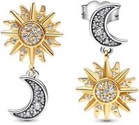 TOFBS Orecchini a Sole e Luna Argento 925 Cerchio con Zirconia Cubica Orecchini Ipoallergenici Leggeri Piccoli Gioielli Regalo Per le Donna Ragazze (#1)