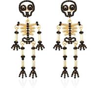 TOFBS Orecchini Donna Swarovski Colorati Scheletro Pendenti Moda Argento 925 per Feste e Serate Speciali(Nero)