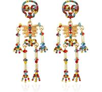 TOFBS Orecchini Donna Swarovski Colorati Scheletro Pendenti Moda Argento 925 per Feste e Serate Speciali(Colore)