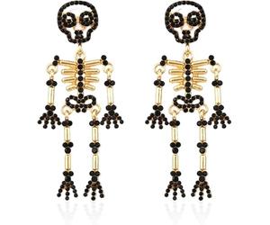 TOFBS Orecchini Donna Swarovski Colorati Scheletro Pendenti Moda Argento 925 per Feste e Serate Speciali(Nero)