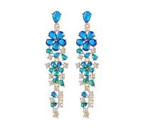 TOFBS Orecchini Pendenti Fiore Cristallo Lusso Goccia Brillanti Cascata Eleganti Strass Cerimonia Matrimonio Donna