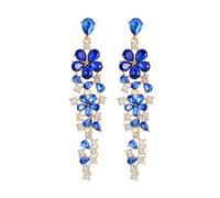 TOFBS Orecchini Pendenti Fiore Cristallo Lusso Goccia Brillanti Cascata Eleganti Strass Cerimonia Matrimonio Donna