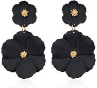 TOFBS Orecchini Pendenti Fiore Petali Doppi Eleganti Gioielli Donna Accessori moda Primavera Estate Stile Lusso