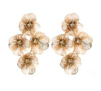 Tofbs Orecchini Pendenti Floreali In Oro Con Cristalli Luminosi Eleganti Gioielli Per Donna Accessori Raffinati Per Look Sofisticati