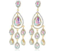 TOFBS Orecchini Pendenti Goccia Cristallo Cascata Chandelier Eleganti Brillanti Cerimonia Matrimonio Lusso