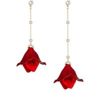 TOFBS Orecchini Pendenti Petalo Floreale Argento 925 Catena Perle Cristallo Zirconi Gioielli Donna Eleganti Romantici