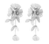 TOFBS Orecchini per Donne 925 Argento Pin Orecchini con Nappe Floreali a Forma di Fiore Esagerati Orecchini Pendenti Fiore Grandi Anallergico Dichiarazione Gioielli(Argento)