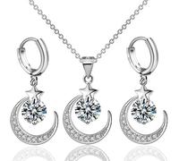 TOFBS Parure Cuore Collana Orecchini Cristallo Brillante Argento Gioielli Donna Elegante Matrimonio Cerimonia