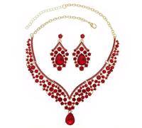 TOFBS Parure Gioielli Donna Cristallo Collana Orecchini Pendenti Strass Brillanti Cerimonia Matrimonio Elegante Lusso
