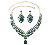 TOFBS Parure Gioielli Donna Cristallo Collana Orecchini Pendenti Strass Brillanti Cerimonia Matrimonio Elegante Lusso