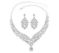 TOFBS Parure Gioielli Donna Cristallo Collana Orecchini Pendenti Strass Brillanti Cerimonia Matrimonio Elegante Lusso