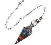TOFBS Pendolo Piramidale Cristallo Multicolore Collana Chakra Catena Vintage Guarigione Naturale Pietra Energia