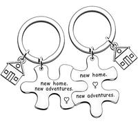 TOFBS Portachiavi Puzzle Acciaio Inossidabile Ciondolo Casa Inciso Portachiave Coppia Amicizia