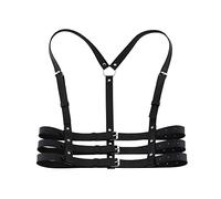 TOFBS Punk Reggiseno in Pelle Il petto Catena Nero Catene del Corpo Collare Harness Belt Accessori per il Corpo Gioielleria per Donna Ragazze Discoteca Cosplay Party Rave Costume di Halloween (#5)