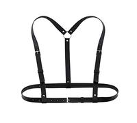 TOFBS Punk Reggiseno in Pelle Il petto Catena Nero Catene del Corpo Collare Harness Belt Accessori per il Corpo Gioielleria per Donna Ragazze Discoteca Cosplay Party Rave Costume di Halloween (#4)