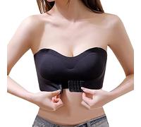 TOFBS Reggiseno Senza Spalline per Donna Ragazze Fibbia Anteriore Reggiseno a Fascia Bandeau Push Up Bralette Senza Ferretto Invisibile Bra (Nero,L)