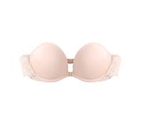 TOFBS Reggiseno Senza Spalline per Donna Ragazze Sexy Fibbia Anteriore Reggiseno a Fascia Bandeau con Ferretto Reggiseno Schiena in Pizzo Push Up Bralette Invisibile Bra (Beige,S)
