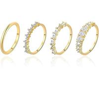 TOFBS Set Di 4 Anelli In Oro 18 Carati Con Zirconi Cubici Anelli Femminili Eleganti Per Ogni Occasione Gioielli Da Donna Raffinati Anelli Sottili E Lucenti Accessori Di Stile Per Mani Delicate