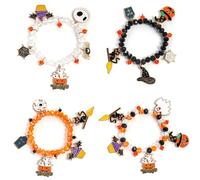 TOFBS Set di 4 Braccialetti di Zucca di Halloween Personalizzati Impilabili - Spooky Boo Bat Spider Accessori Cosplay (SET A)