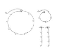 TOFBS Set Di Gioielli Con Perle E Catena Dorata Collana Bracciale E Orecchini Pendenti Elegante Parure Di Gioielli Per Donna Accessori Raffinati E Brillanti Per Ogni Occasione