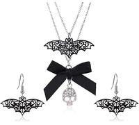 TOFBS Set di Gioielli da Donna con Collana e Orecchini a Tema Zucca di Halloween Design Accattivante Ideale per Feste e Celebrazioni Accessori Moda di Alta Qualità(SET D)