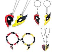 TOFBS Set di Gioielli Dead Personaggio Collana Maschera Ciondolo Braccialetto Supereroe Animazione Portachiavi Mezzo Cuore Classica Cordino per Cellulare Cartone Animato Modello Maschera Accessori