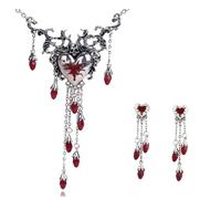 TOFBS Set di Gioielli per Donna Halloween Gothic Set Orecchini Retrò Teschio Fantasma Cuore Collana e Anallergico Orecchini Set di Gioielli con Strass