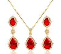 TOFBS Set Gioielli Donna Goccia Zirconia Cubica Collana Orecchini Pendenti Cristallo Brillante Elegante Cerimonia Matrimonio