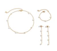 TOFBS Set Gioielli Donna Perle Naturali Collana Bracciale Orecchini Eleganti Catena Sottile Lusso Matrimonio Cerimonia