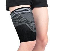 TOFBS Supporto Coscia Compressione Regolabile per Attività Sportive Fascia Elastica per Sostegno Muscolare Supporto per Recupero e Prevenzione Infortuni Taglia Unica Adatta a Tutti(M, Black)