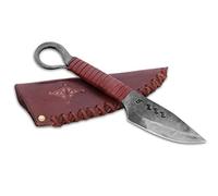 TOFERNER Coltello da caccia a lama fissa Coltello in acciaio Occhio Celtico - Forgiato a mano & Vintage Look - Lama a punta ultra affilata - Elegante stile anticato - Inclusa custodia in vero cuoio