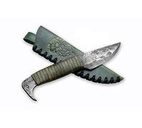 TOFERNER Coltello da caccia a lama fissa Coltello in acciaio Testa di uccello - Forgiato a mano Lama a punta ultra affilata - Inclusa custodia in vero cuoio