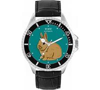 Toff London Brown Netherland Dwarf Rabbit Orologio da polso da uomo con cassa da 42 mm Design personalizzato