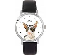 Toff London Orologio blu con testa di gatto Cornish Rex