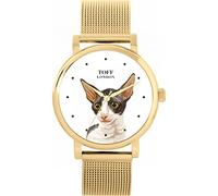 Toff London Orologio blu con testa di gatto Cornish Rex